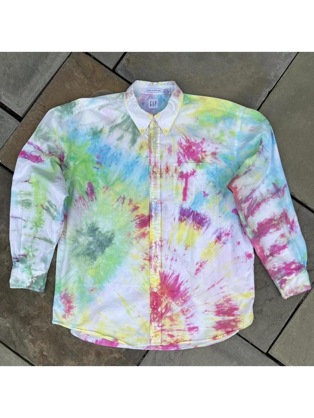 Vintage 90s 1999 Gap Tie Dye Button Down Shirt